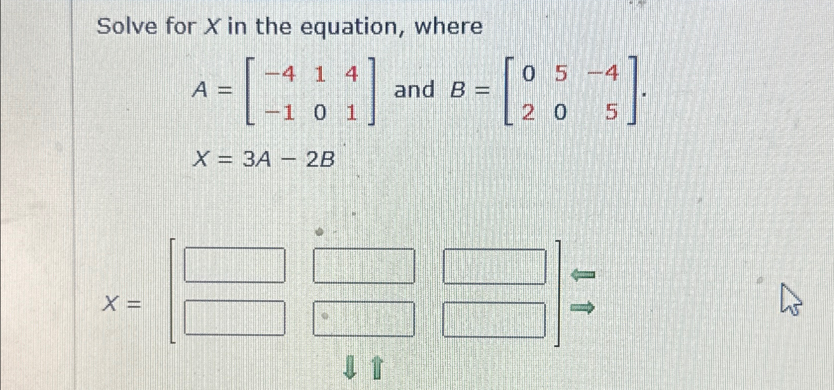 Solved Solve for x ﻿in the equation, whereA=[-41401]-1 ﻿and | Chegg.com