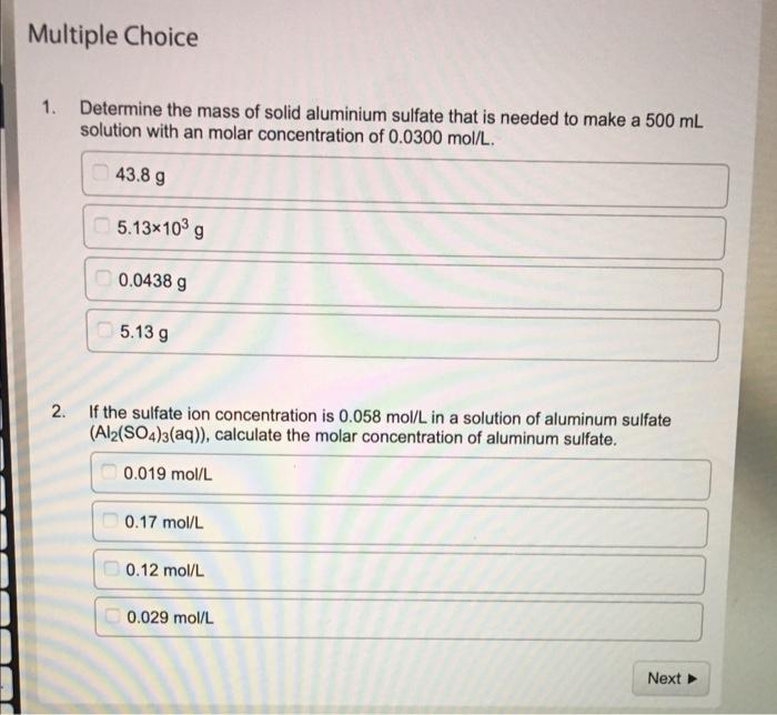 Solved Multiple Choice 1. Determine the mass of solid | Chegg.com