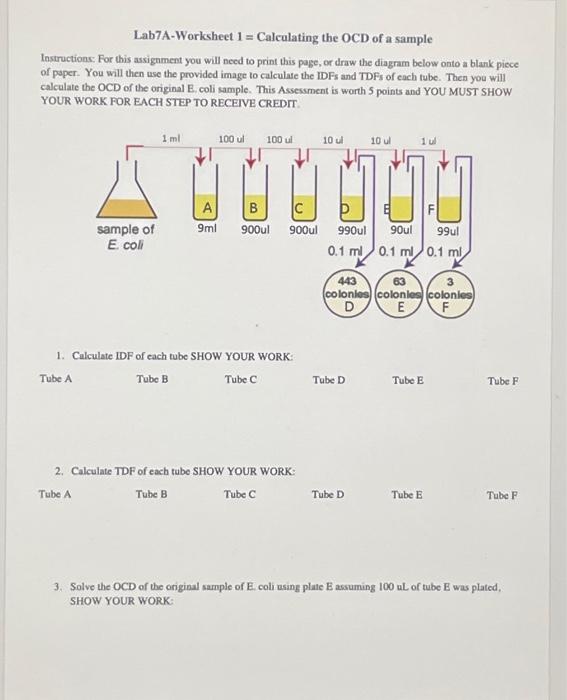 Solved Lab7A-Worksheet 1 = Calculating the OCD of a sample | Chegg.com