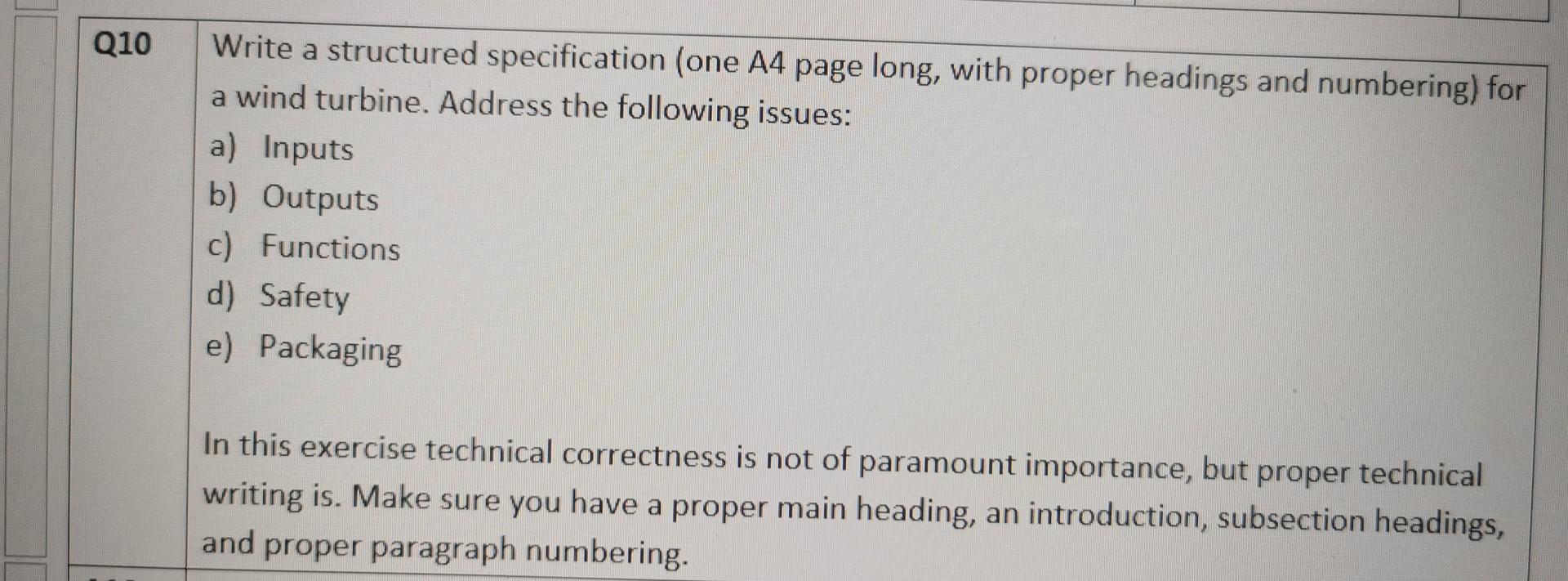 Solved 10 Write A Structured Specification (one A4 Page 