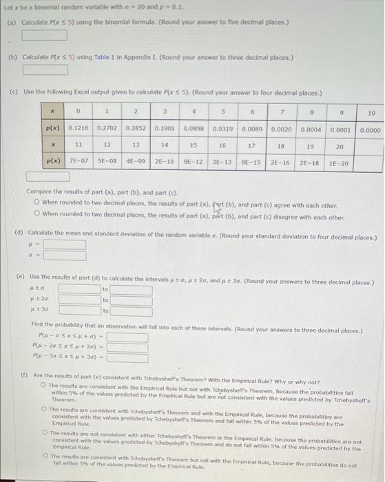 Solved Let x bea binomial random variable with a - 20 and p | Chegg.com