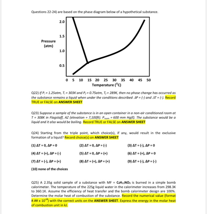 Solved Questions 22-24) are based on the phase diagram below | Chegg.com
