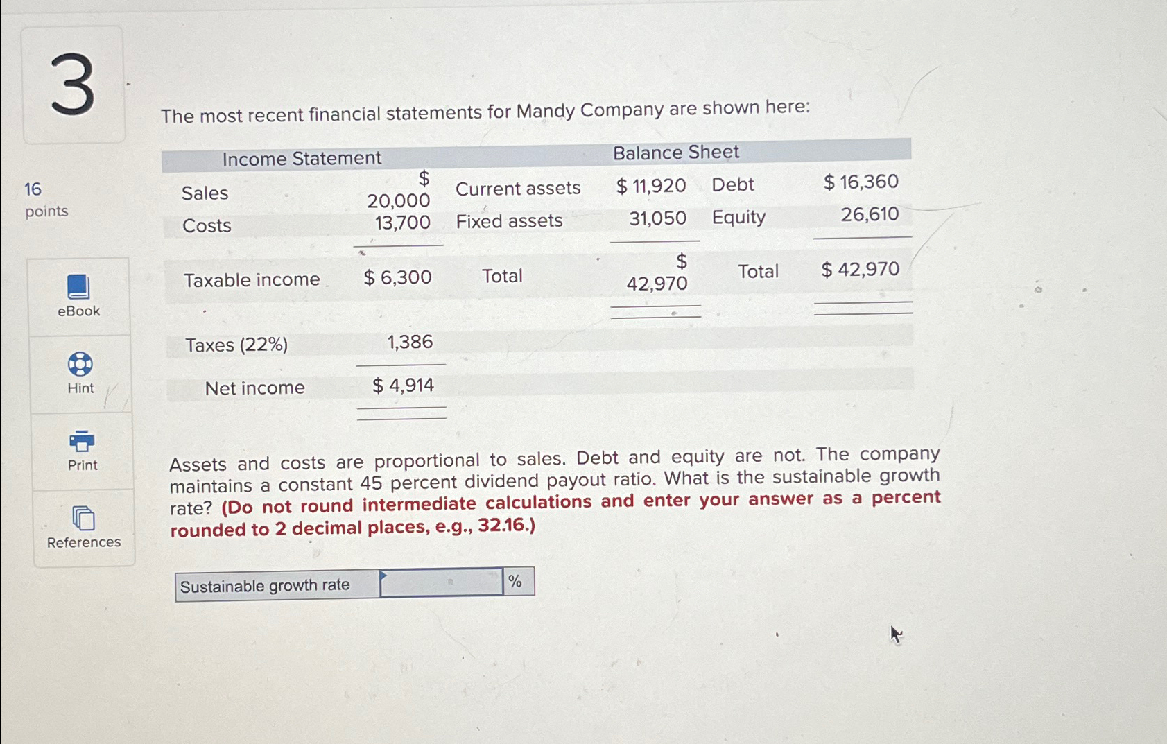 Solved The most recent financial statements for Mandy | Chegg.com