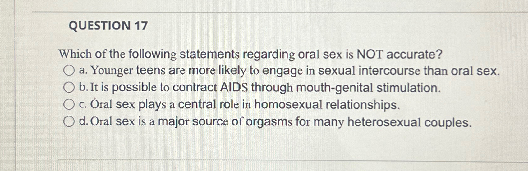 Solved QUESTION 17Which of the following statements | Chegg.com