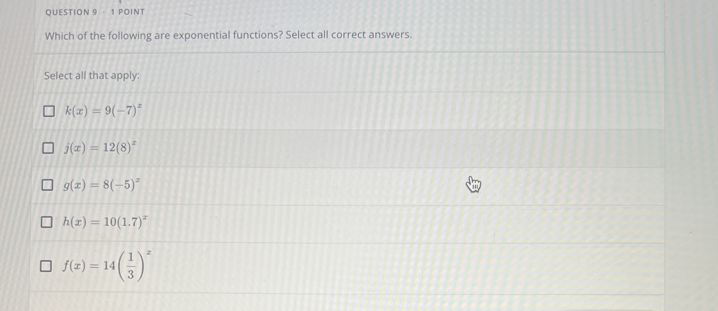 Solved QUESTION 9 • 1 ﻿POINTWhich of the following are | Chegg.com