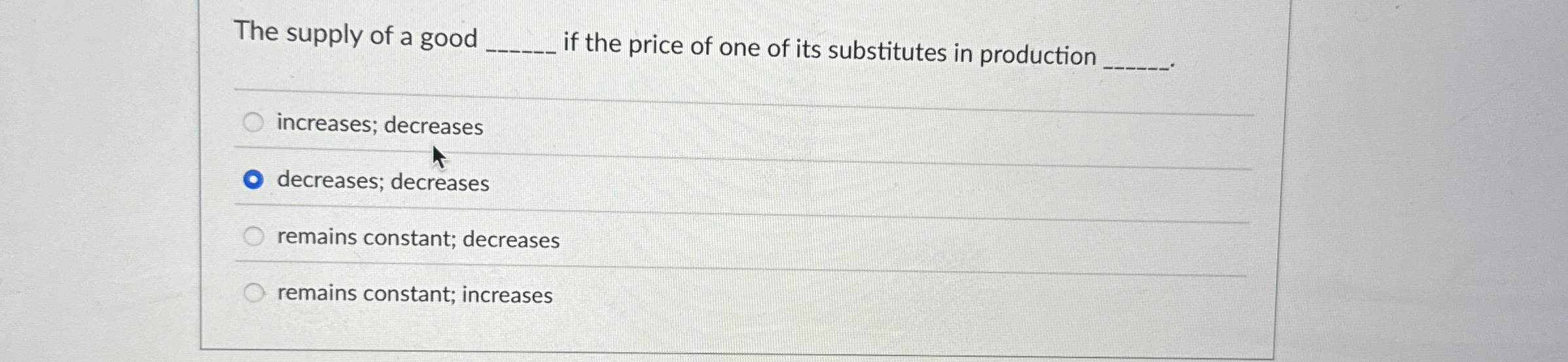 Solved The supply of a good q, ﻿if the price of one of its | Chegg.com