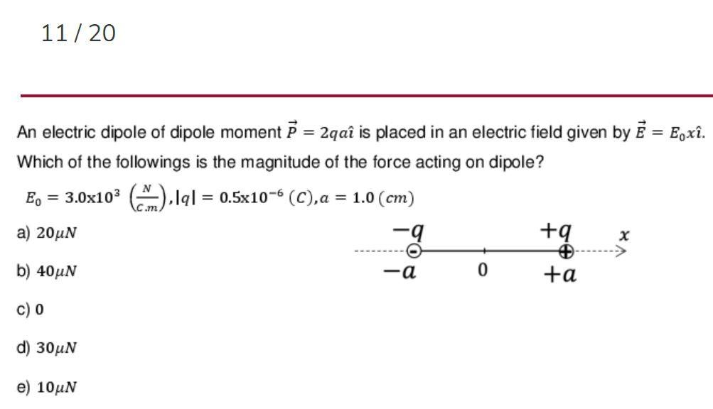 Solved An Electric Dipole Of Dipole Moment P=2qa ^ Is Placed | Chegg.com