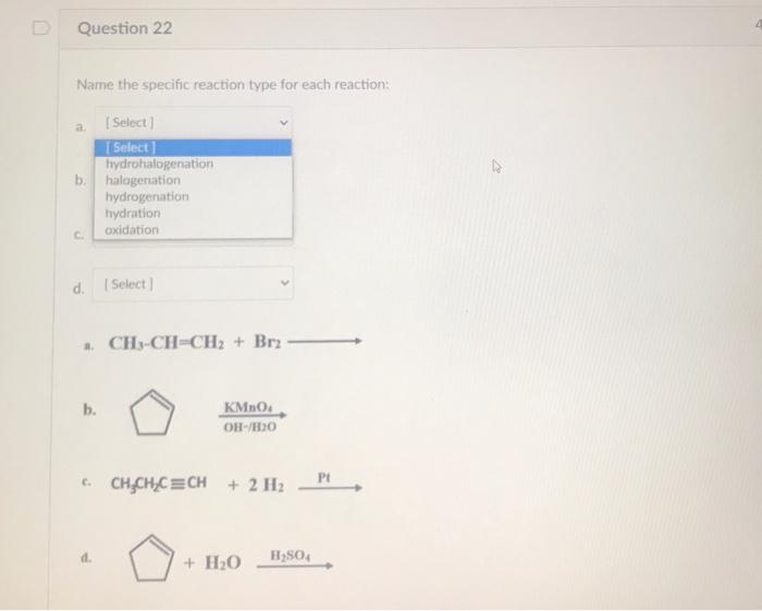 Solved Name the specific reaction type for each reaction: d. | Chegg.com