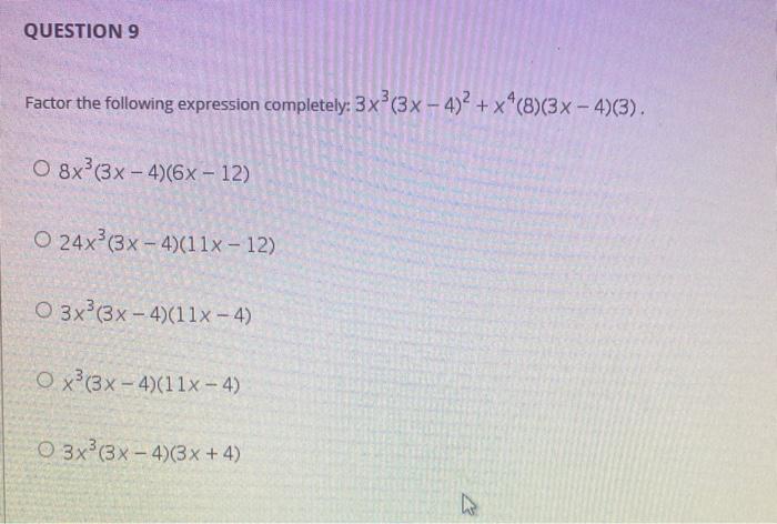 solved-question-9-factor-the-following-expression-chegg