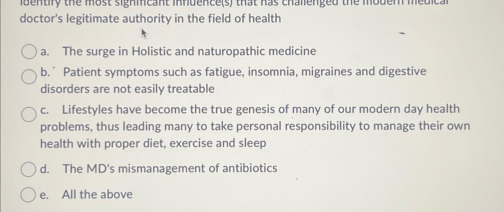 Solved doctor's legitimate authority in the field of