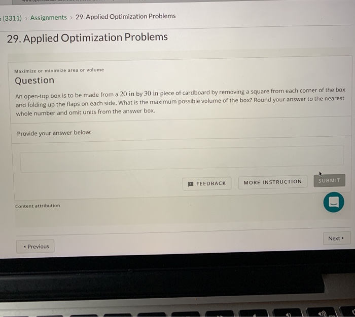 Solved (3311) Assignments 29.Applied Optimization Problems | Chegg.com