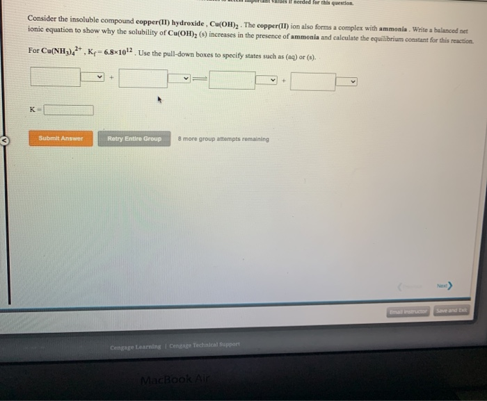 Solved Consider the insoluble compound copper(II) hydroxide