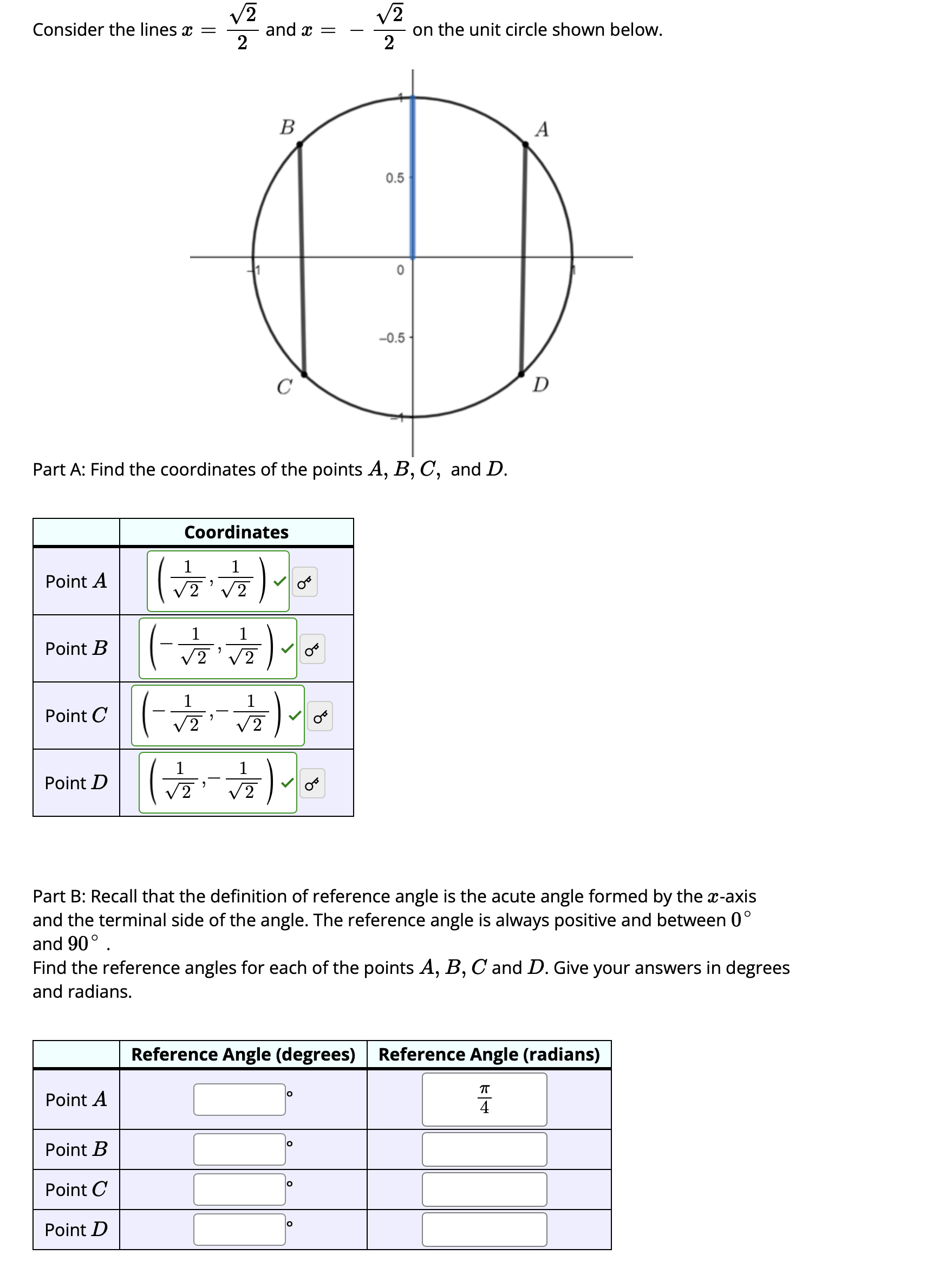 Solved Part B: Recall that the definition of reference angle | Chegg.com