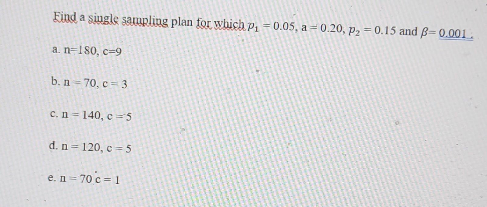 Solved Find a single sampling plan for which | Chegg.com