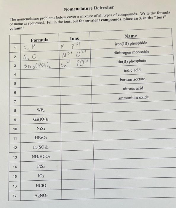 Solved Nomenclature Refresher The nomenclature problems | Chegg.com