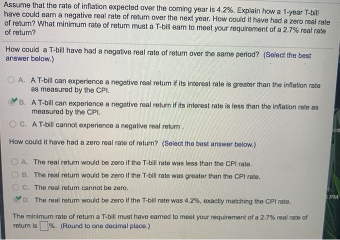 Solved Assume that the rate of inflation expected over the | Chegg.com