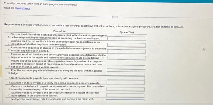 Solved options: substantive analytical procedure, | Chegg.com