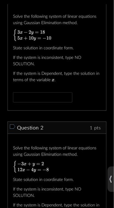 Solved Solve the following system of linear equations using | Chegg.com