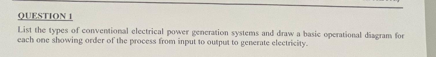Solved QUESTION 1List the types of conventional electrical | Chegg.com
