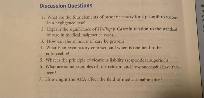 Solved c f Discussion Questions 1. What are the four | Chegg.com