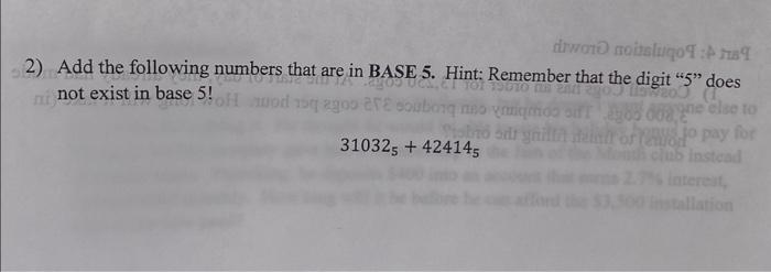 how to add base 5 numbers