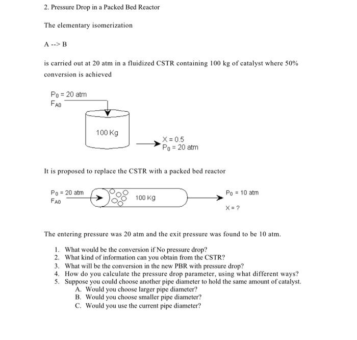 Solved 2. Pressure Drop in a Packed Bed Reactor The | Chegg.com