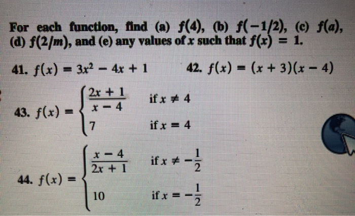 Solved For Each Function Find A F 4 B F 1 2 Chegg Solved For Each Function Find A F 4 B F 1 2 Chegg