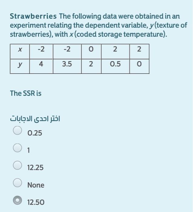Solved Strawberries The following data were obtained in an | Chegg.com