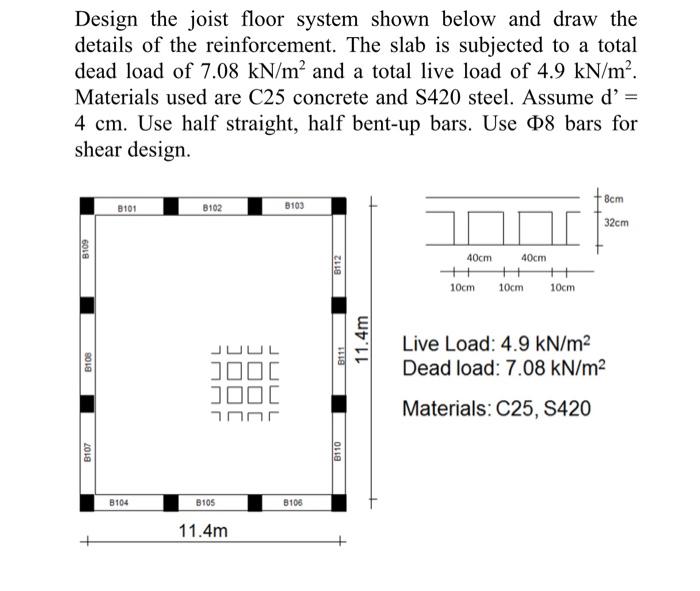 Solved Design the joist floor system shown below and draw | Chegg.com
