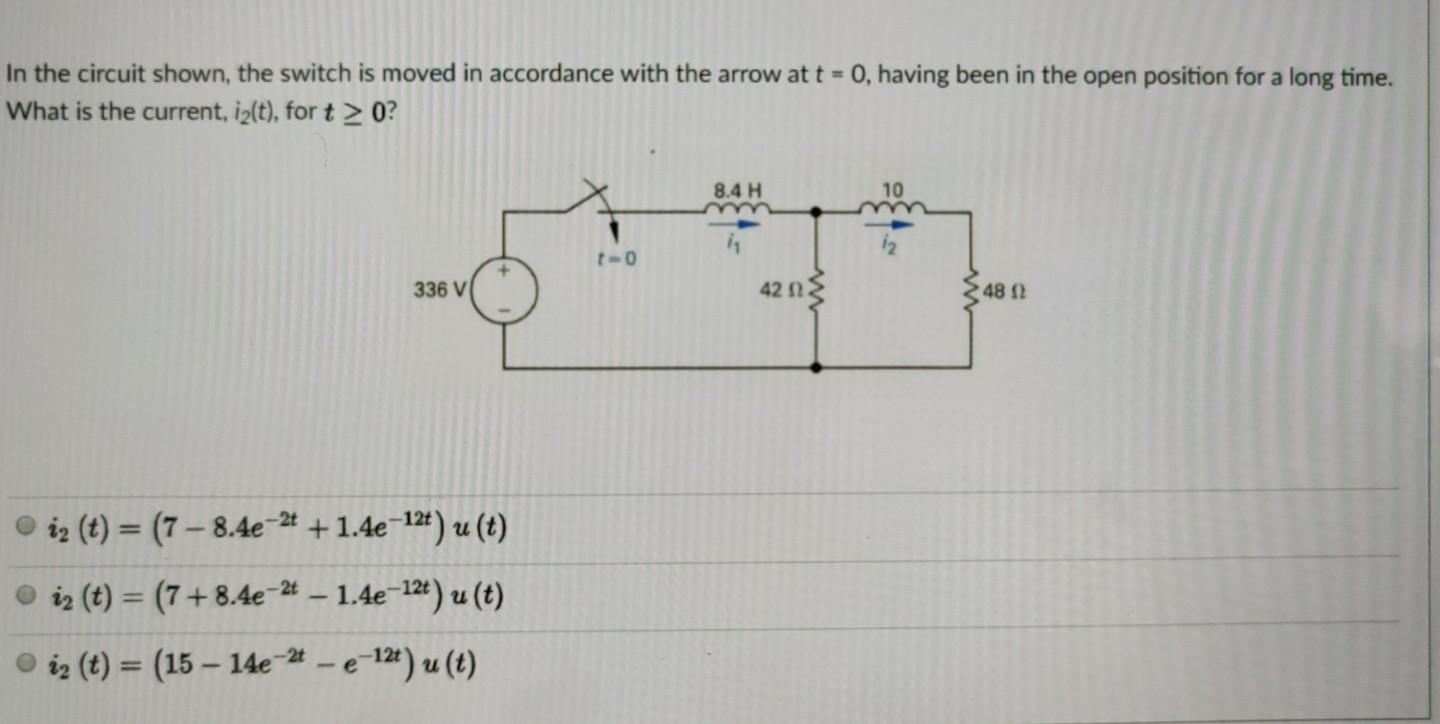 Solved In the circuit shown, the switch is moved in | Chegg.com