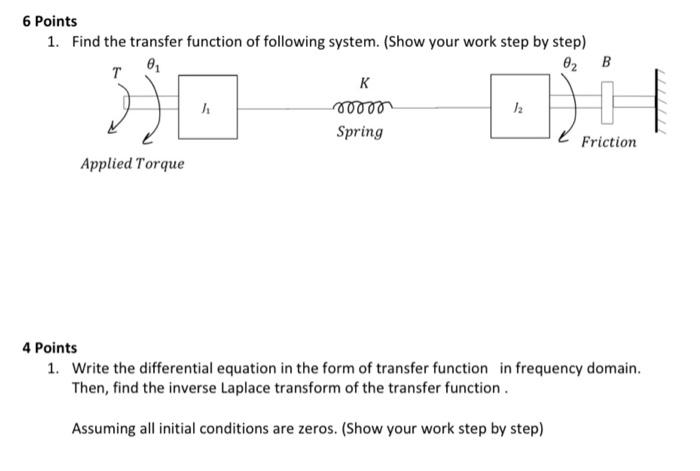 Solved 6 Points 1. Find the transfer function of following | Chegg.com