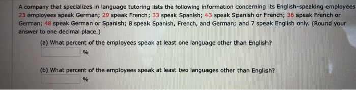 Solved A Company That Specializes In Language Tutoring Lists Chegg Com