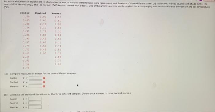 Solved (ec). (a) Compare measures of center for the thiren | Chegg.com