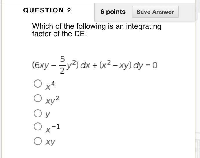 Solved Question 2 6 Points Save Answer Which Of The Chegg Com