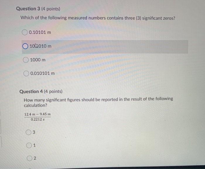Solved Question 3 (4 points) Which of the following measured | Chegg.com