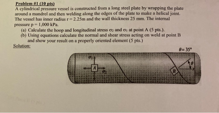Solved Problem #1 (10 pts) A cylindrical pressure vessel is | Chegg.com