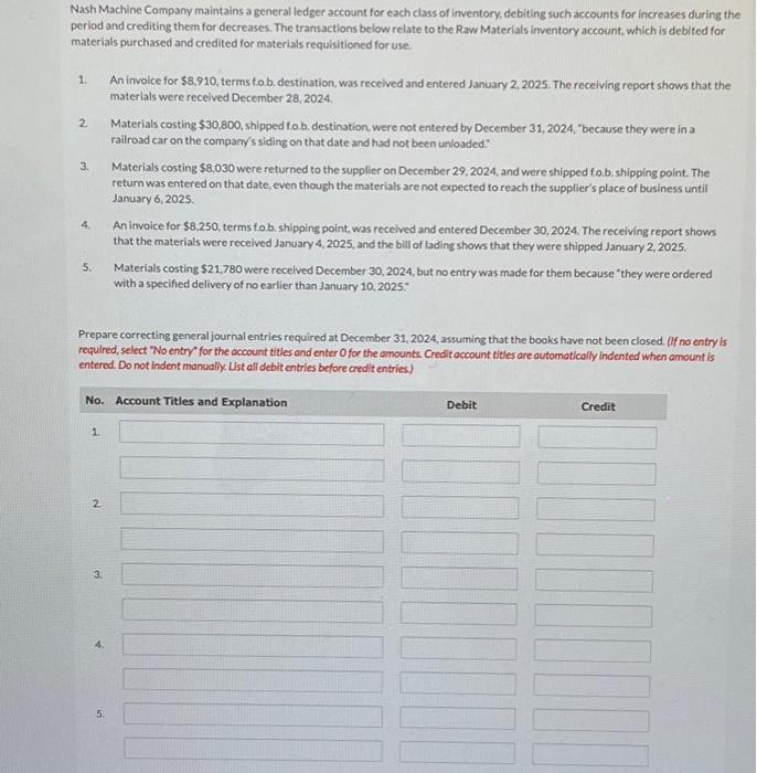 Solved Nash Machine Company Maintains A General Ledger Chegg Com   Image