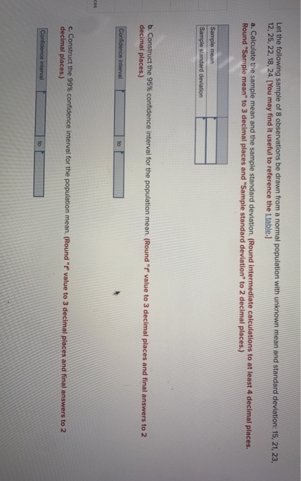 Solved Let the following sample of 8 observations be drawn | Chegg.com
