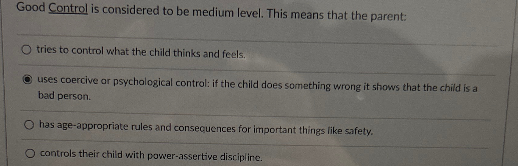 Solved Good Control is considered to be medium level. This | Chegg.com