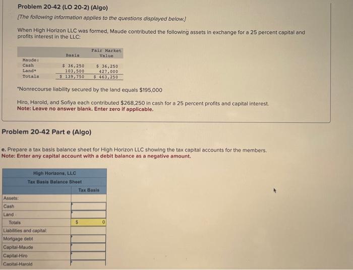 Solved Required information Problem 20-42 (LO 20-2) (Algo) | Chegg.com