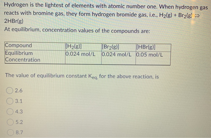 Solved Hydrogen Is The Lightest Of Elements With Atomic Chegg