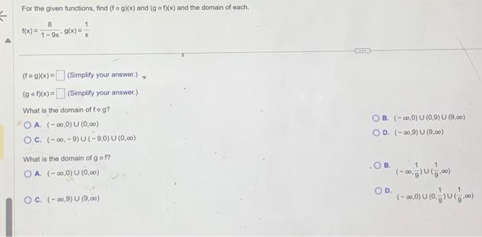 Solved For The Given Functions Find F∘g X And G∘f X