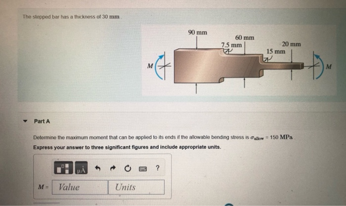 Solved The Stepped Bar Has A Thickness Of 30 Mm 90 Mm 60 Mm | Chegg.com