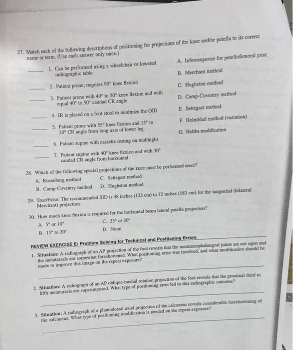 Solved 27. Match each of the following descriptions of | Chegg.com