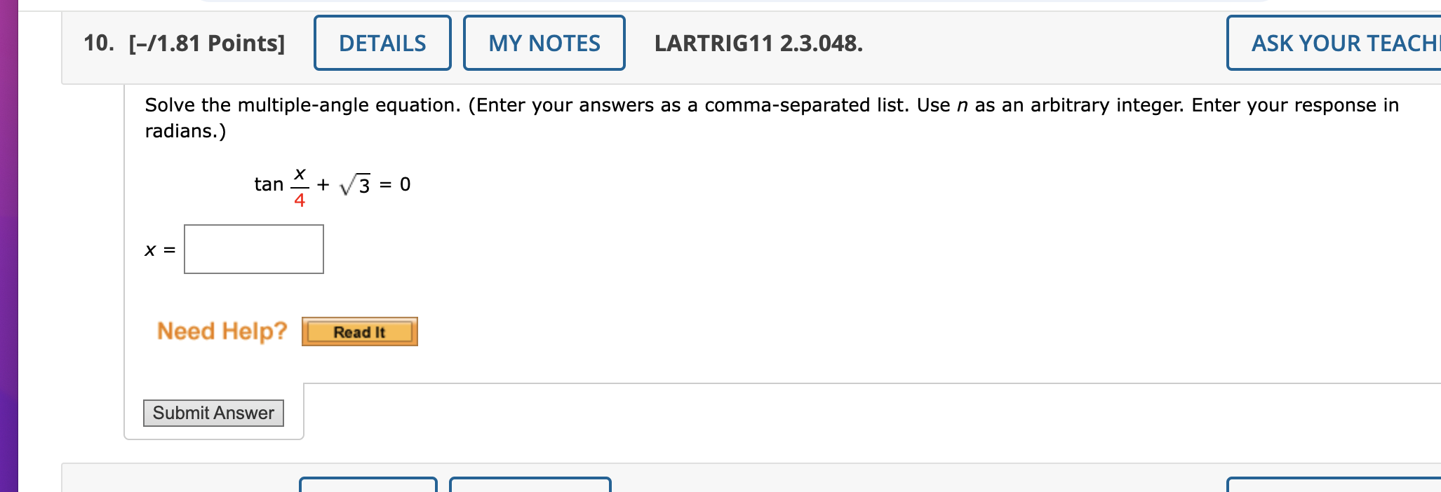 Solved Solve the multiple-angle equation. (Enter your | Chegg.com