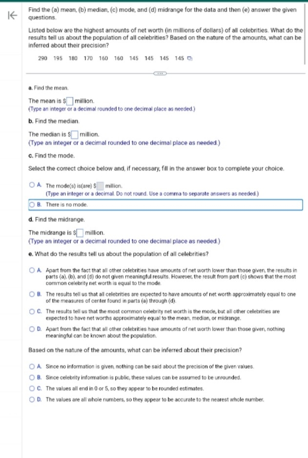 Find the (a) ﻿mean, (b) ﻿median, (c) ﻿mode, and (d) | Chegg.com