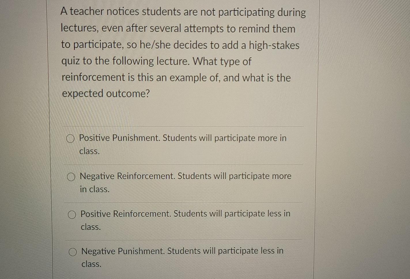 Solved A teacher notices students are not participating | Chegg.com