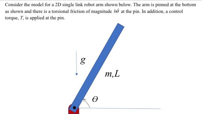 Solved Consider the model for a 2D single link robot arm | Chegg.com