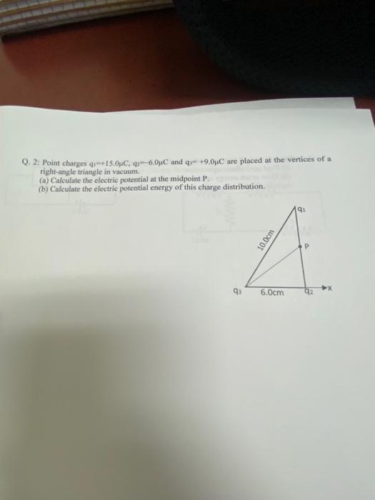 Solved Q 2 Point Charges Q1 15 0μc Qz−j−6 0μc And