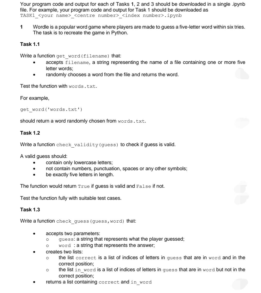 Solved Your program code and output for each of Tasks 1,2 | Chegg.com
